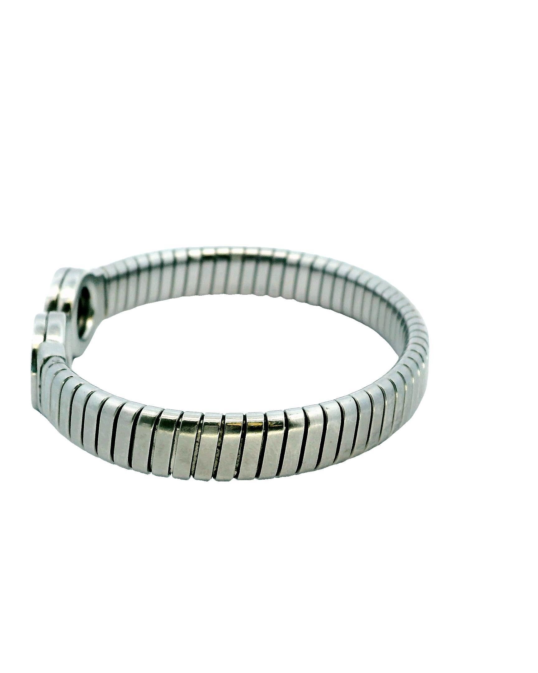 Contemporaneo Bracciale Bvlgari con intarsio di onice e terminali in acciaio inox con scatola in vendita