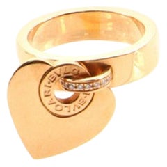 Bvlgari Cuore Charm Ring 18 Karat Rose Gold and Diamonds