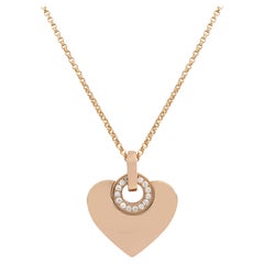 Bvlgari Cuore Diamond Heart Pendant Necklace 18K Rose Gold 0.20cttw