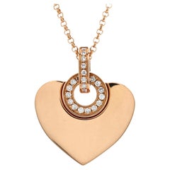 Bvlgari Cuore Heart Pendant Necklace 18K Rose Gold with Diamonds