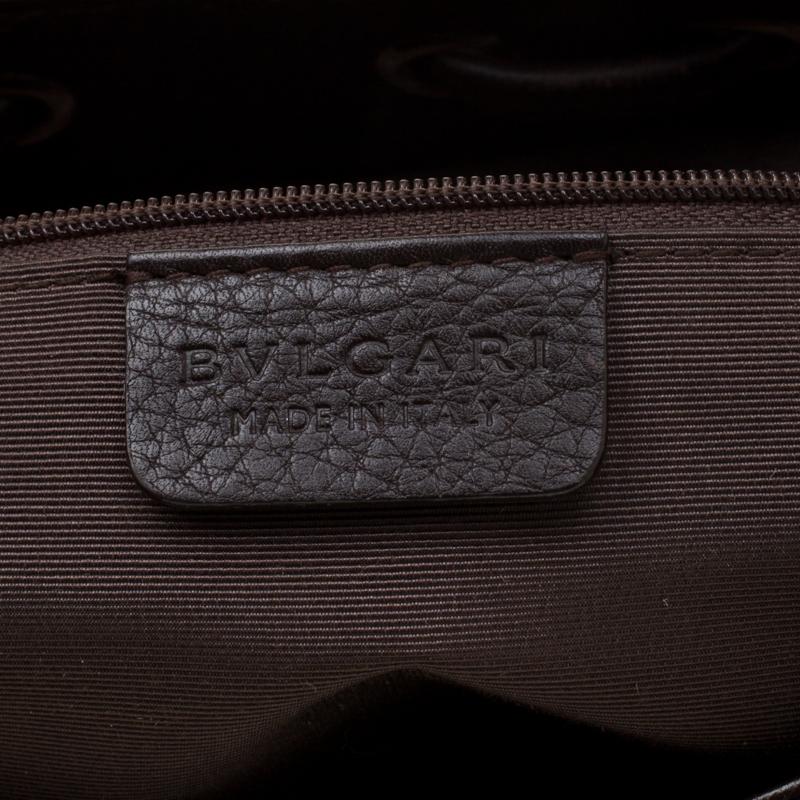 Bvlgari Dark Brown Signature Fabric and Leather Shoulder Bag 2