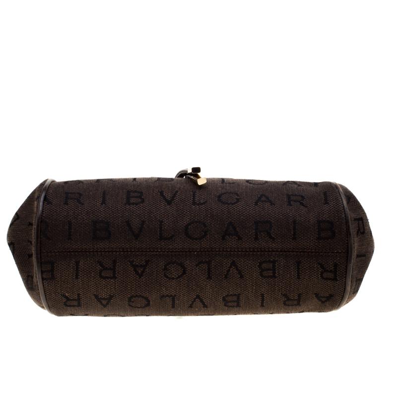 Bvlgari Dark Brown Signature Fabric and Leather Shoulder Bag 4