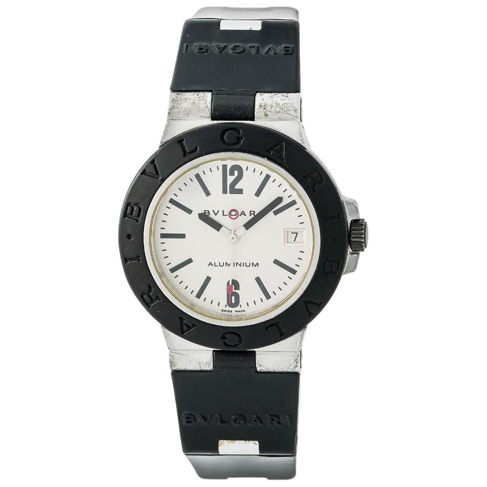 Bvlgari Diagano Al 38 a Men
s Automatic Watch Aluminium Cream Rubber Band