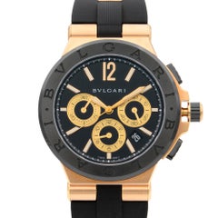 Bvlgari Diagono 18k Rose Gold Ceramic Black Dial Men's Watch 101987 DGP42GCCH