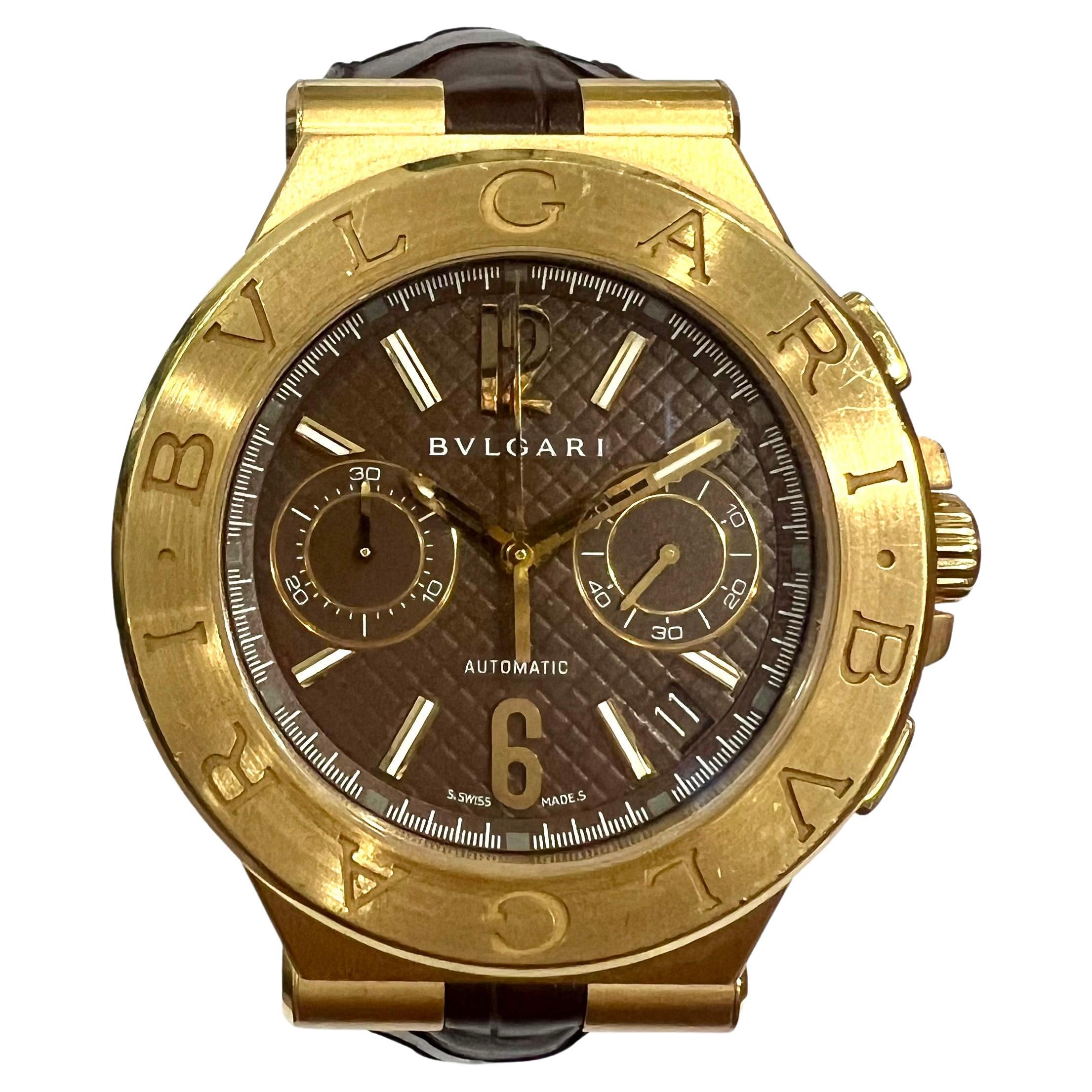 Bvlgari Diagono 18k Rose Gold Watch with Chocolate Face Limited Edition