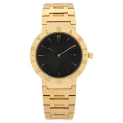 Bvlgari Diagono Montre unisexe à quartz unisexe en or jaune 18 carats avec cadran noir BB.39.GG