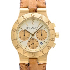 Bvlgari Diagono 18K Yellow Gold White Dial Mens Quartz Watch CH 35 G