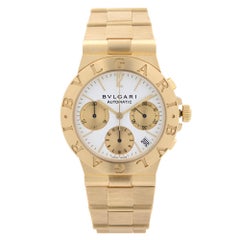 Bvlgari Diagono Chronograph Montre Homme Or Jaune 18K Cadran Blanc CH 35 G