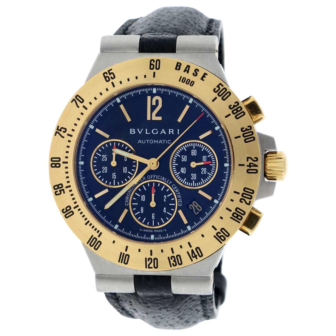 Bvlgari Diagono Chronograph 2-Tone 18 Karat Gold and Stainless Steel Watch For Sale