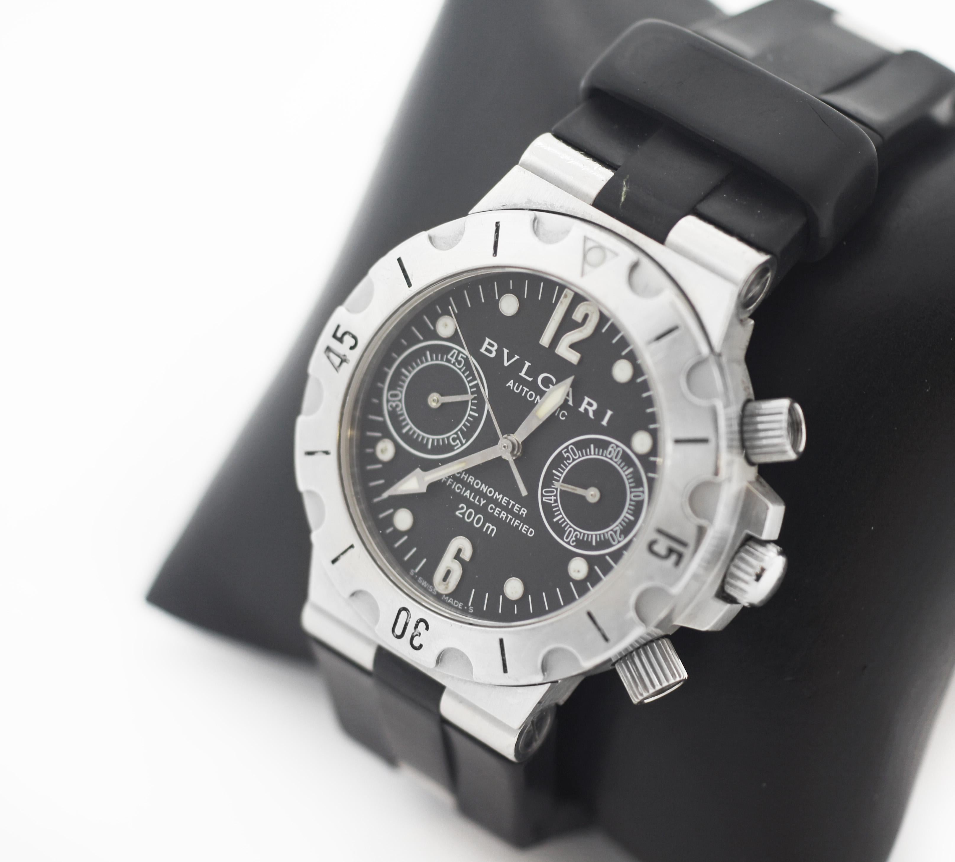 Men's BVLGARI Diagono Chronograph Automatic Black Dial Watch SCB38S For Sale