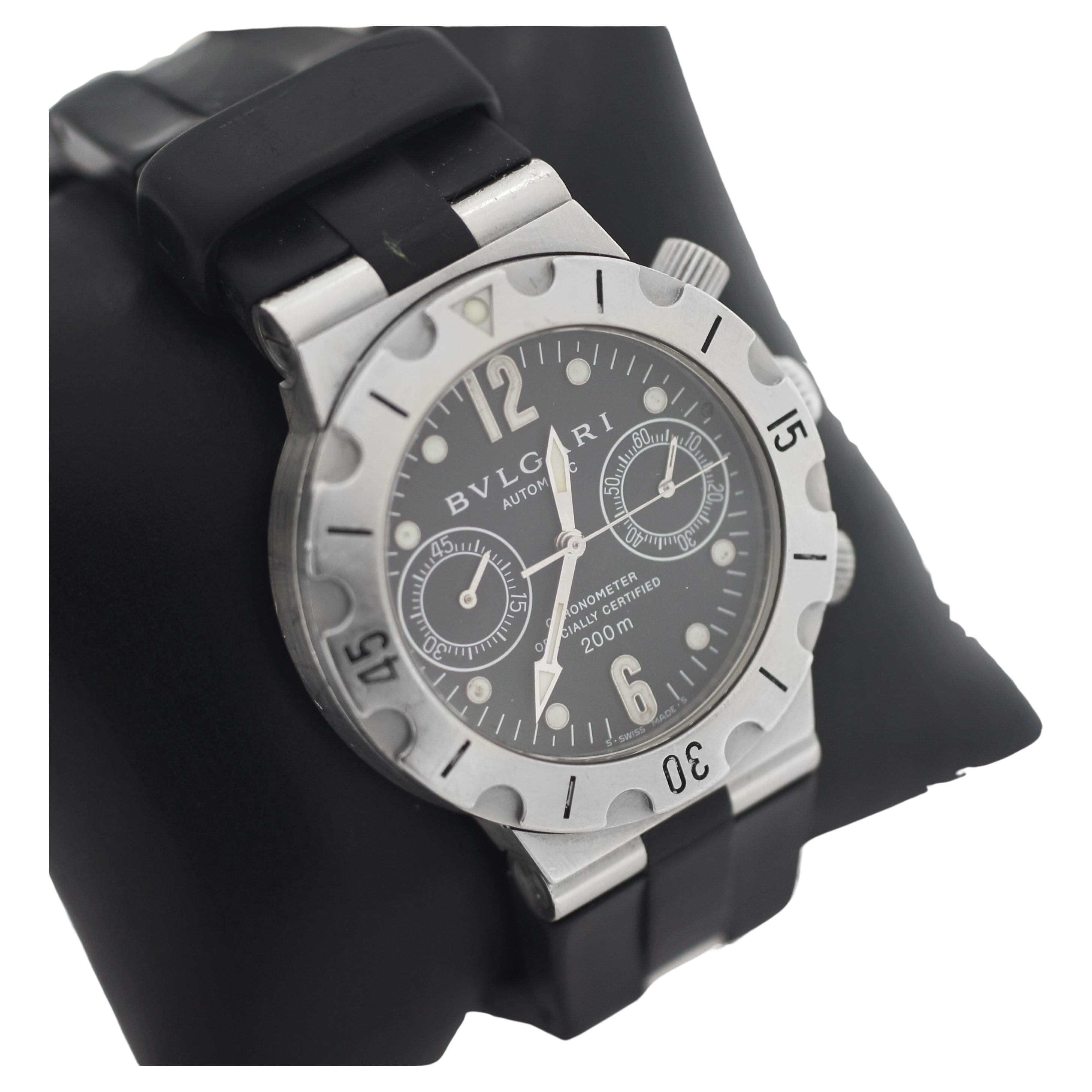 BVLGARI Diagono Chronograph Automatic Black Dial Watch SCB38S For Sale