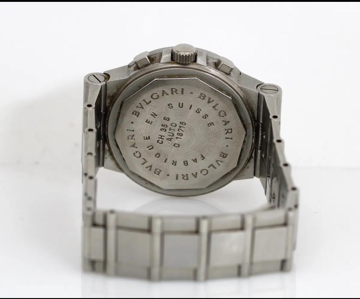 Bvlgari Diagono Chronograph Automatic Stainless Steel Watch 36mm In Excellent Condition For Sale In Great Neck, NY
