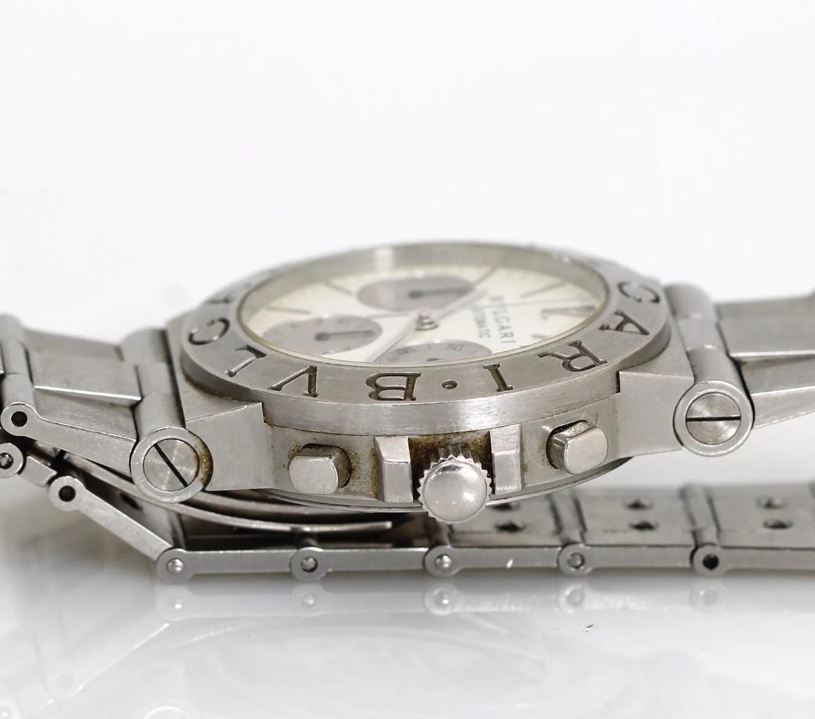 Women's or Men's Bvlgari Diagono Chronograph Automatic Stainless Steel Watch 36mm For Sale