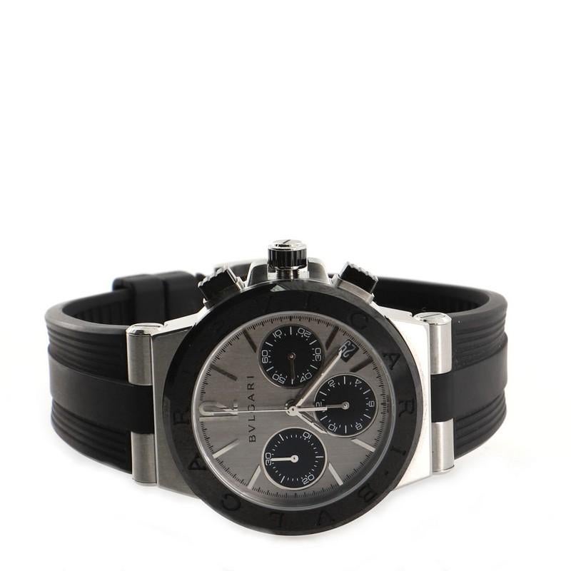 Women's or Men's Bvlgari Diagono Chronograph Automatic Watch Ceramic with Stainless Steel
