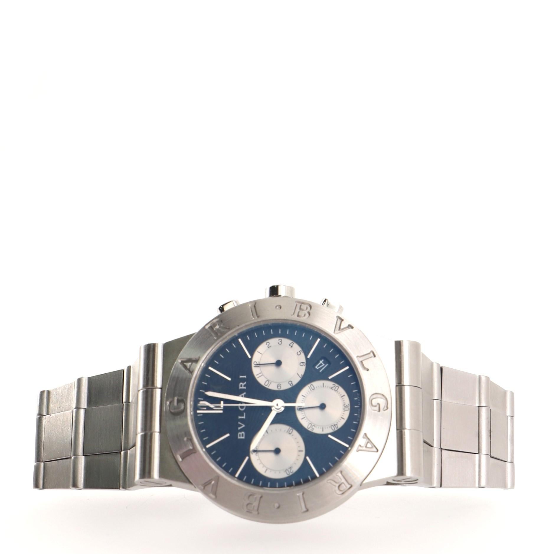 Bvlgari Diagono Chronograph Quartz Watch Stainless Steel In Good Condition In New York, NY