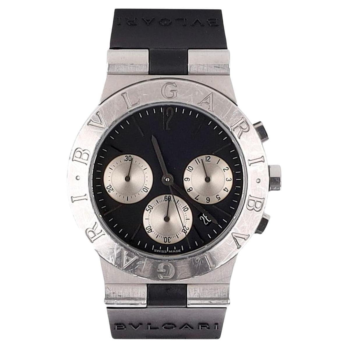 Orologio cronografo Bvlgari Diagono in acciaio con cinturino in ceramica in vendita