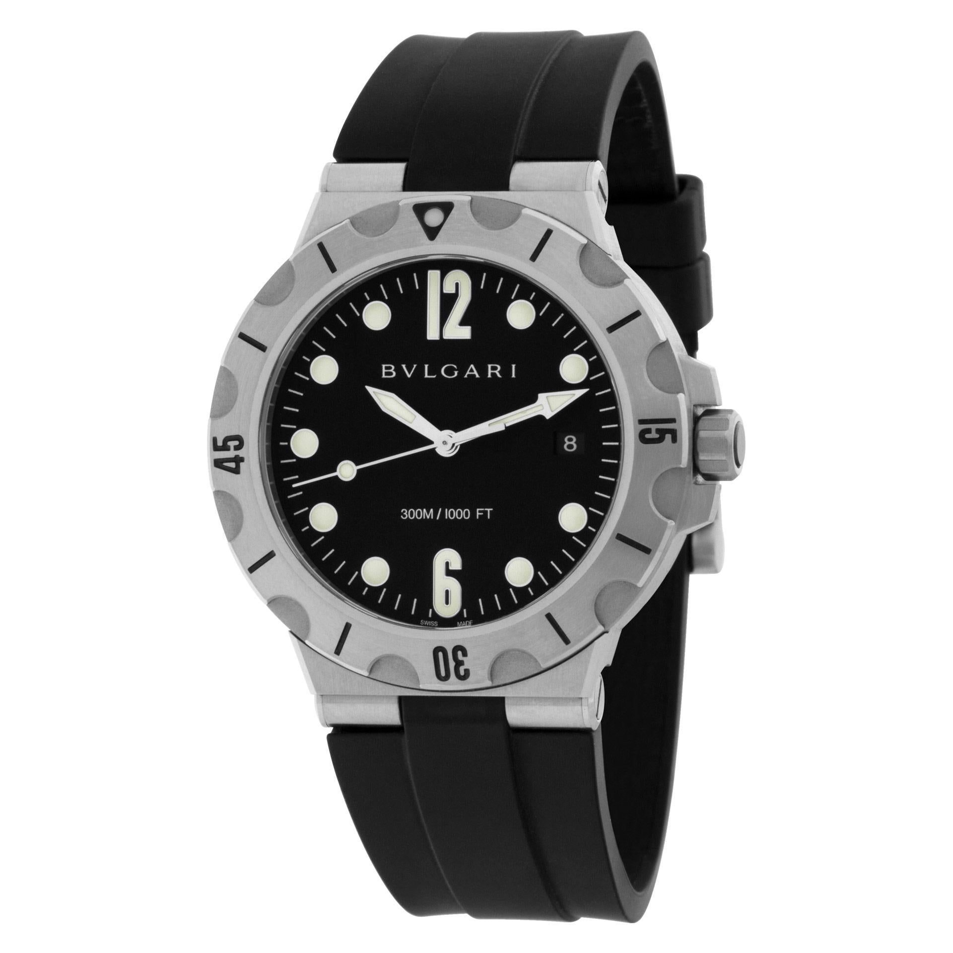 Bvlgari Diagono Professional Scuba in stainless steel on rubber strap. Auto w/ sweep seconds and date. 41 mm case size. With box and booklets. Ref DP41SSD. Circa 2010s. Fine Pre-owned Bvlgari / Bulgari Watch.   Certified preowned Sport Bvlgari