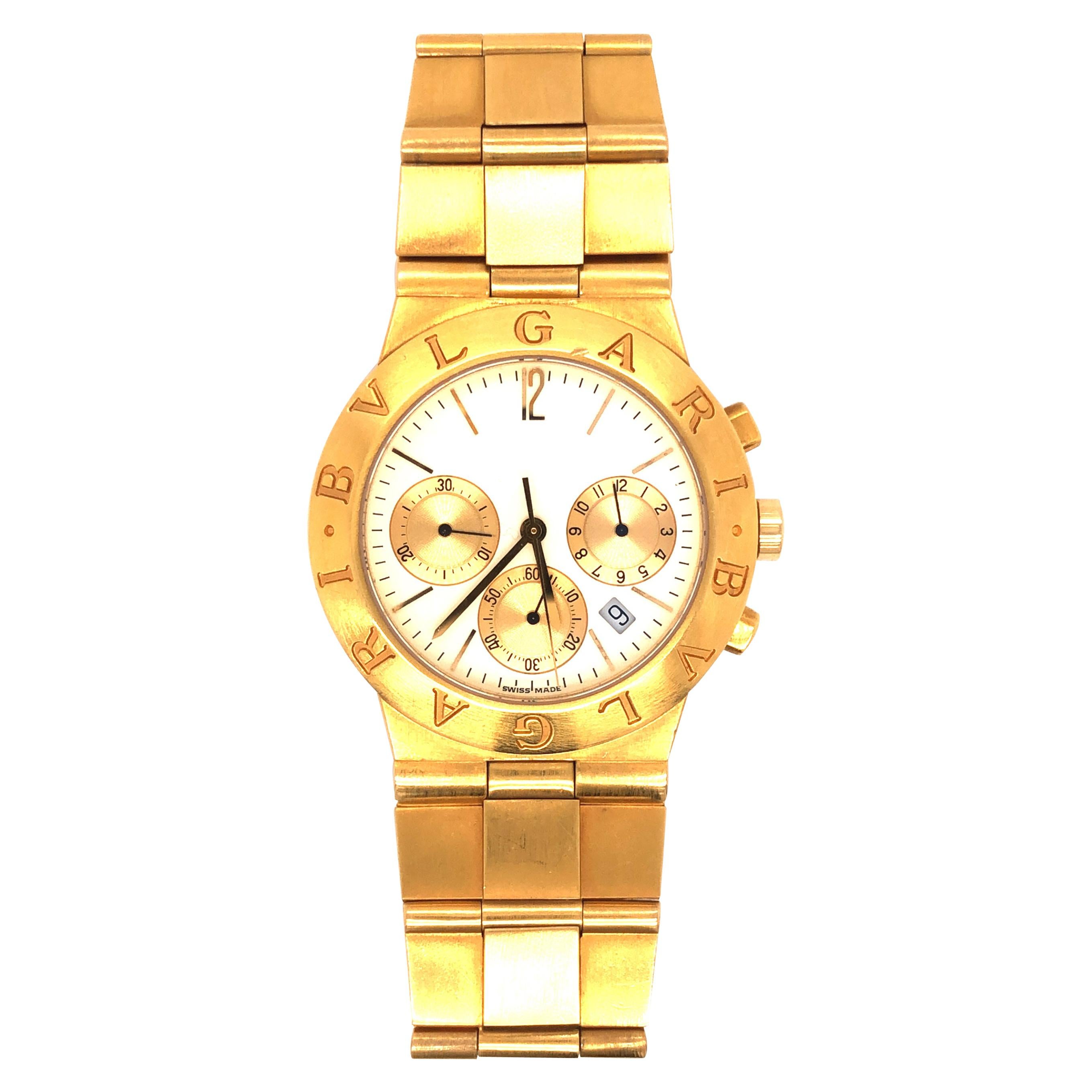Bvlgari Diagono Scuba 18 Karat Yellow Gold Chronograph Automatic Watch