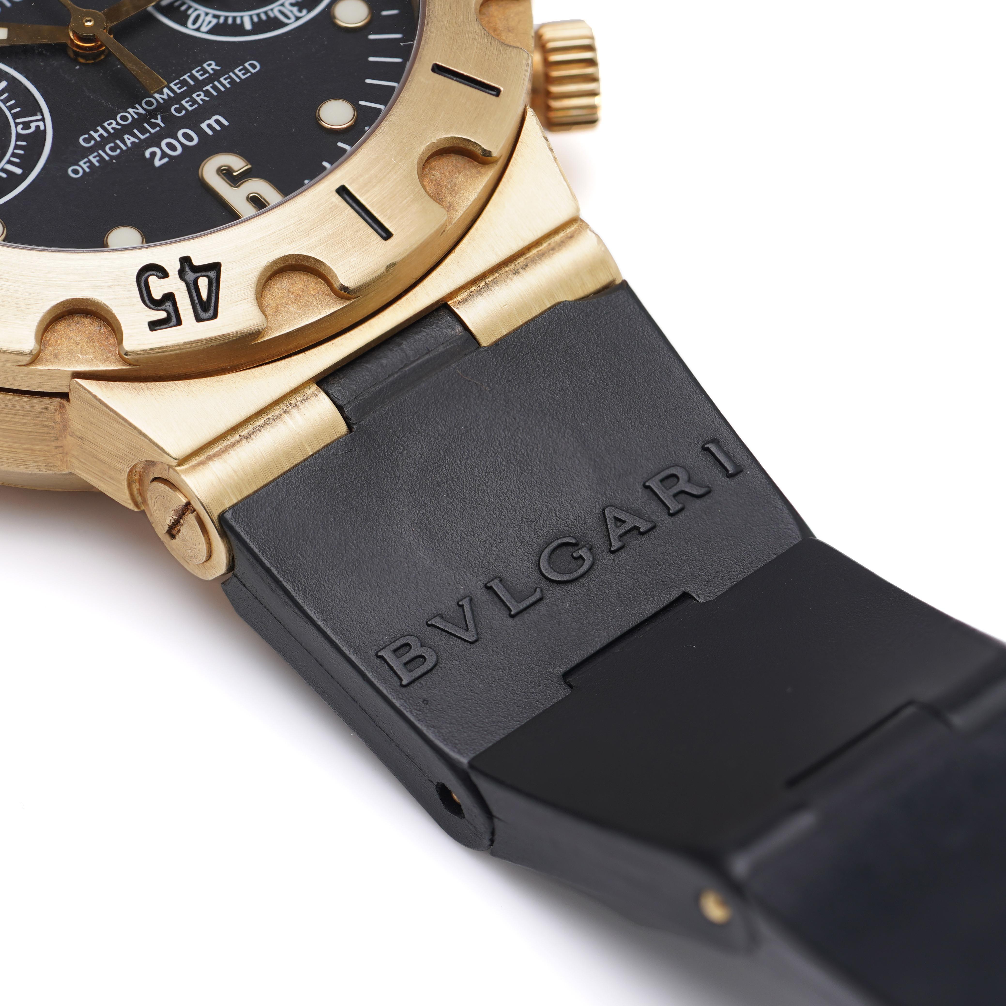 Bvlgari Diagono Scuba 18KT Gold Automatic Divers Chronograph Watch For Sale 3