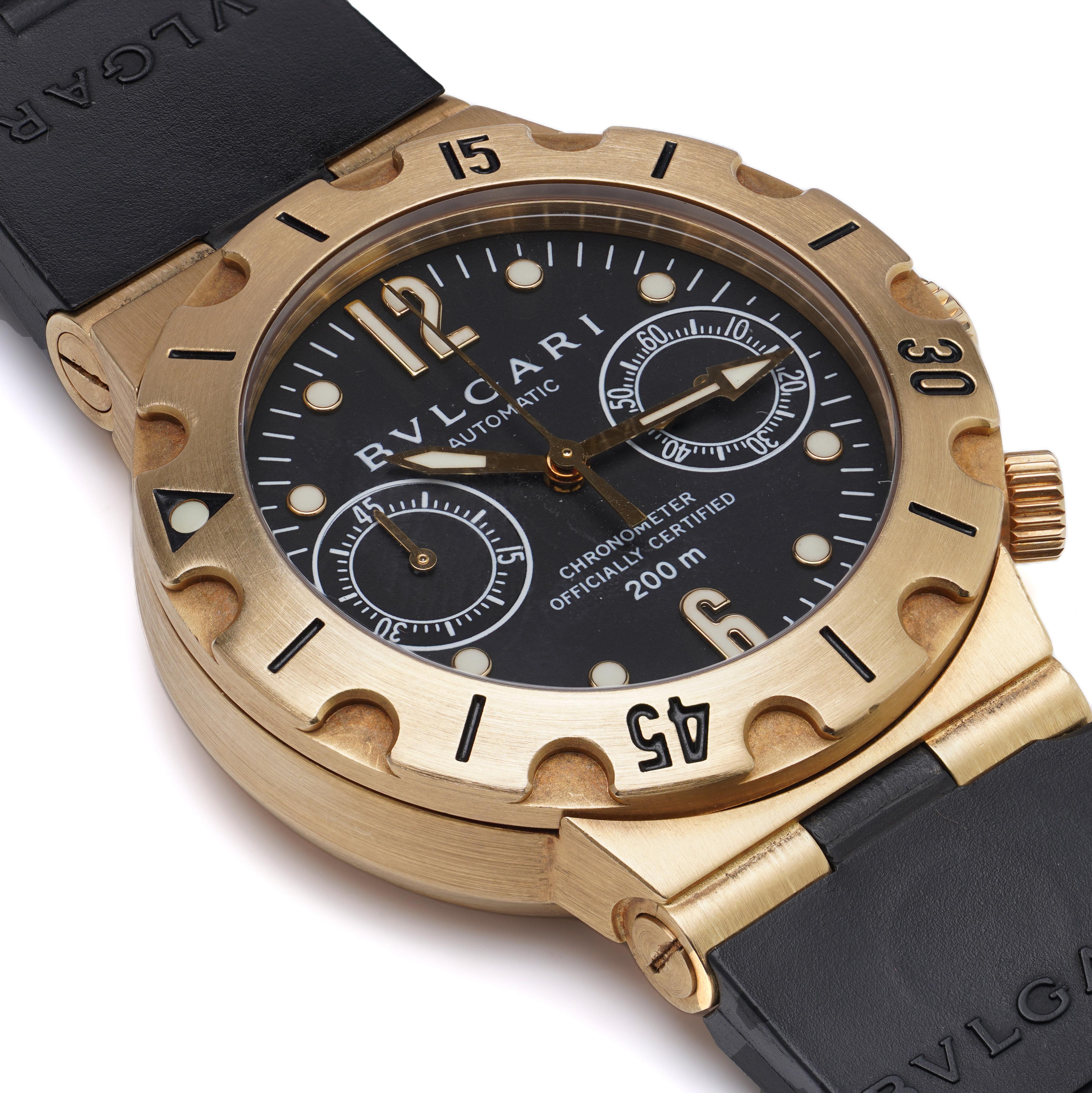 Bvlgari Diagono Scuba 18KT Gold Automatic Divers Chronograph Watch For Sale 4