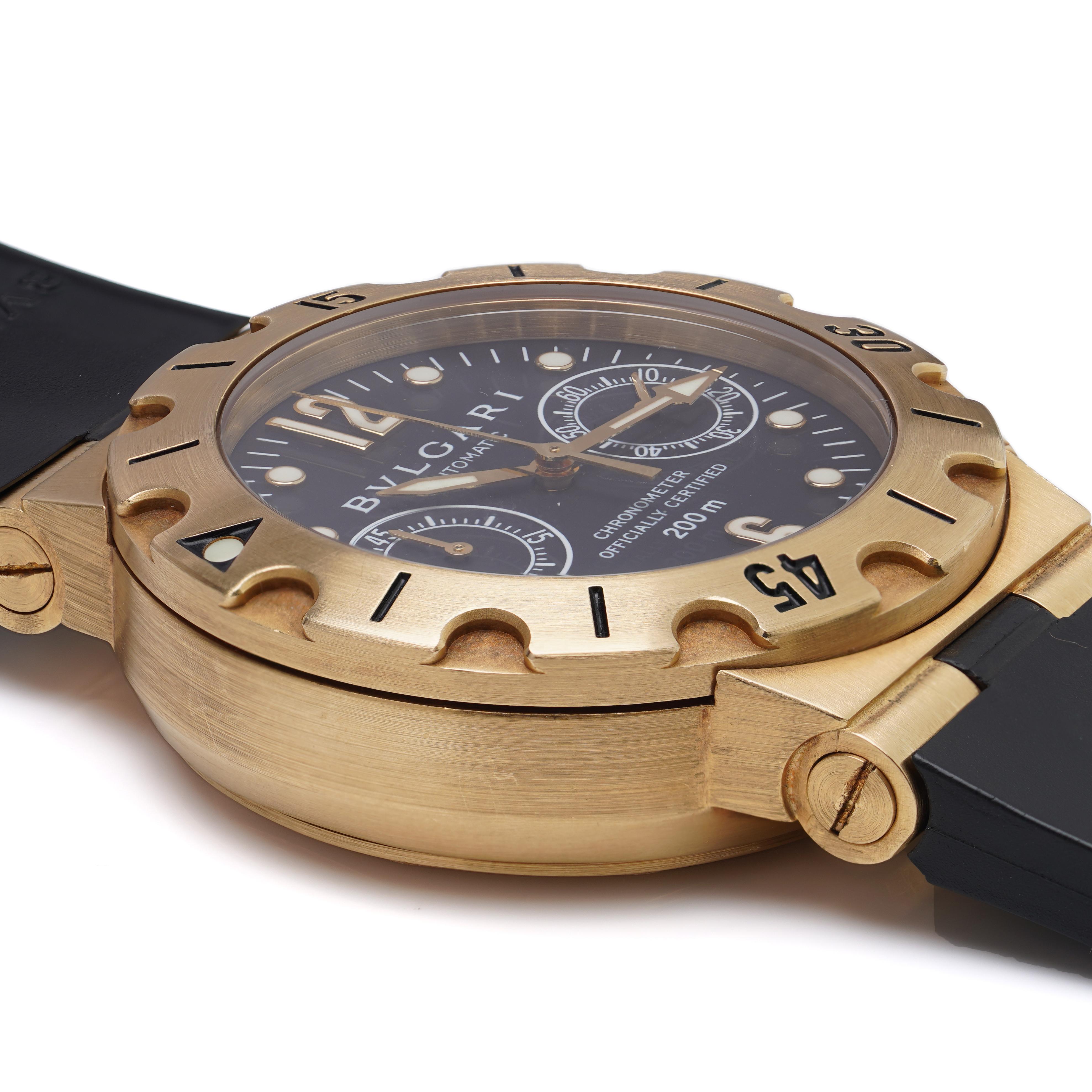 Bvlgari Diagono Scuba 18KT Gold Automatic Divers Chronograph Watch For Sale 5