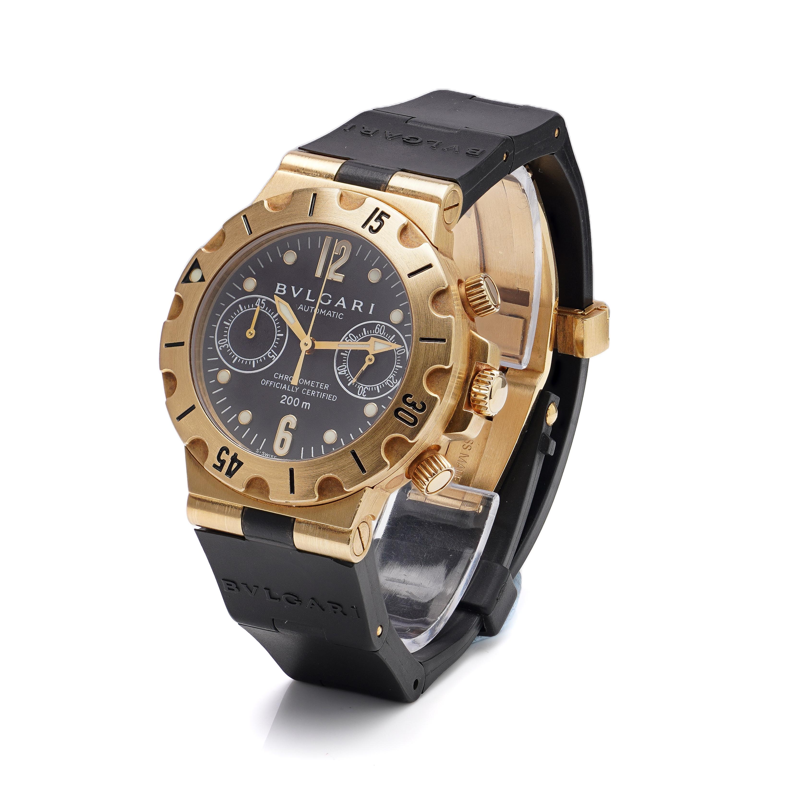 Bvlgari Diagono Scuba 18KT Gold Automatic Divers Chronograph Watch For Sale 7