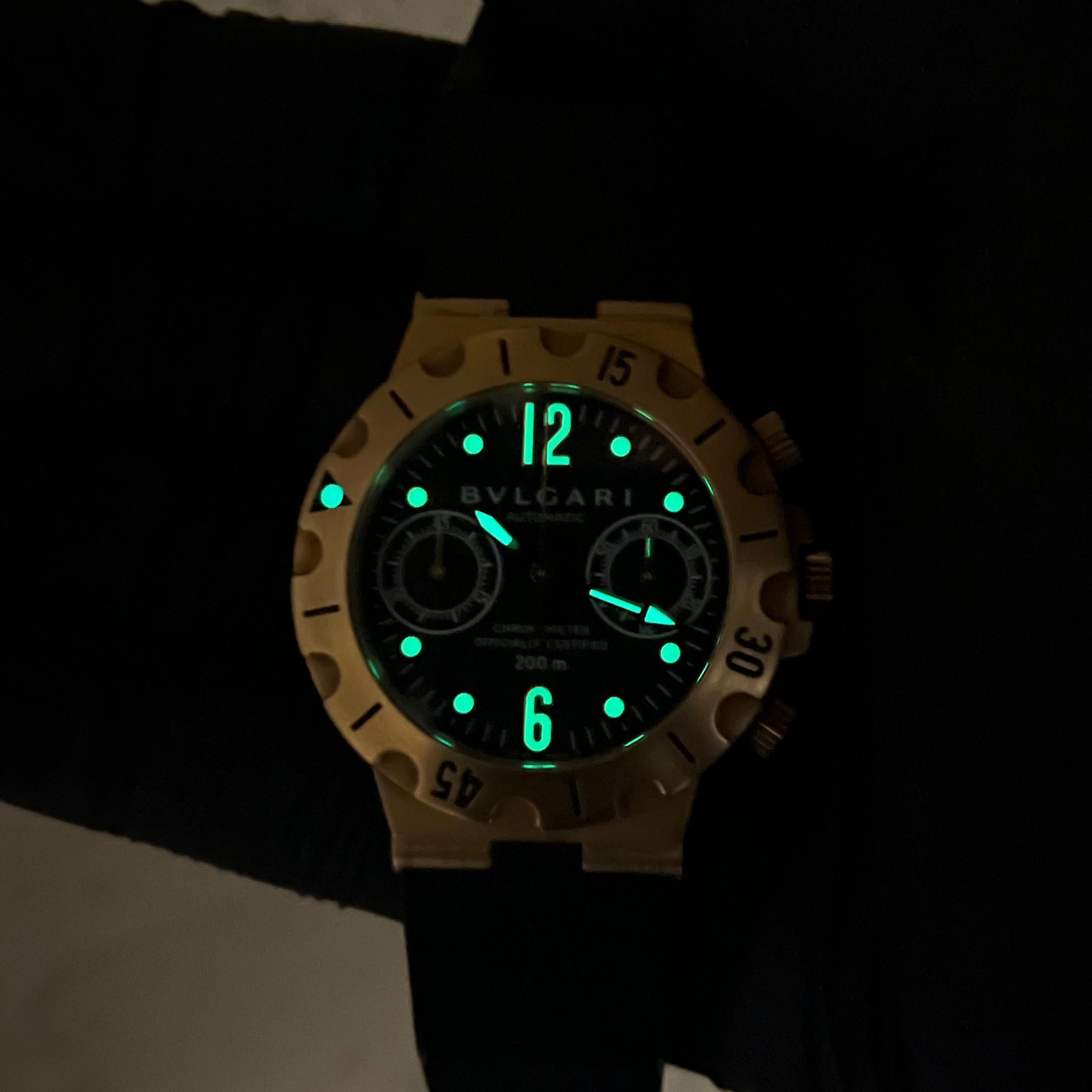 Bvlgari Diagono Scuba 18KT Gold Automatic Divers Chronograph Watch For Sale 8