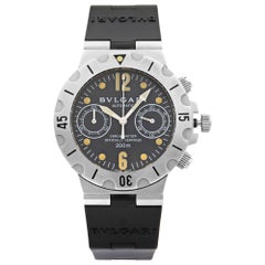 Bvlgari Diagono Scuba Chronograph Schwarzes Zifferblatt Automatik Herrenuhr SCB 38 S