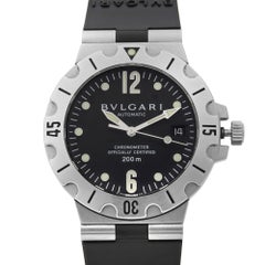Bvlgari Diagono Scuba Stainless Steel Black Dial Automatic Men's Watch SD 38 S