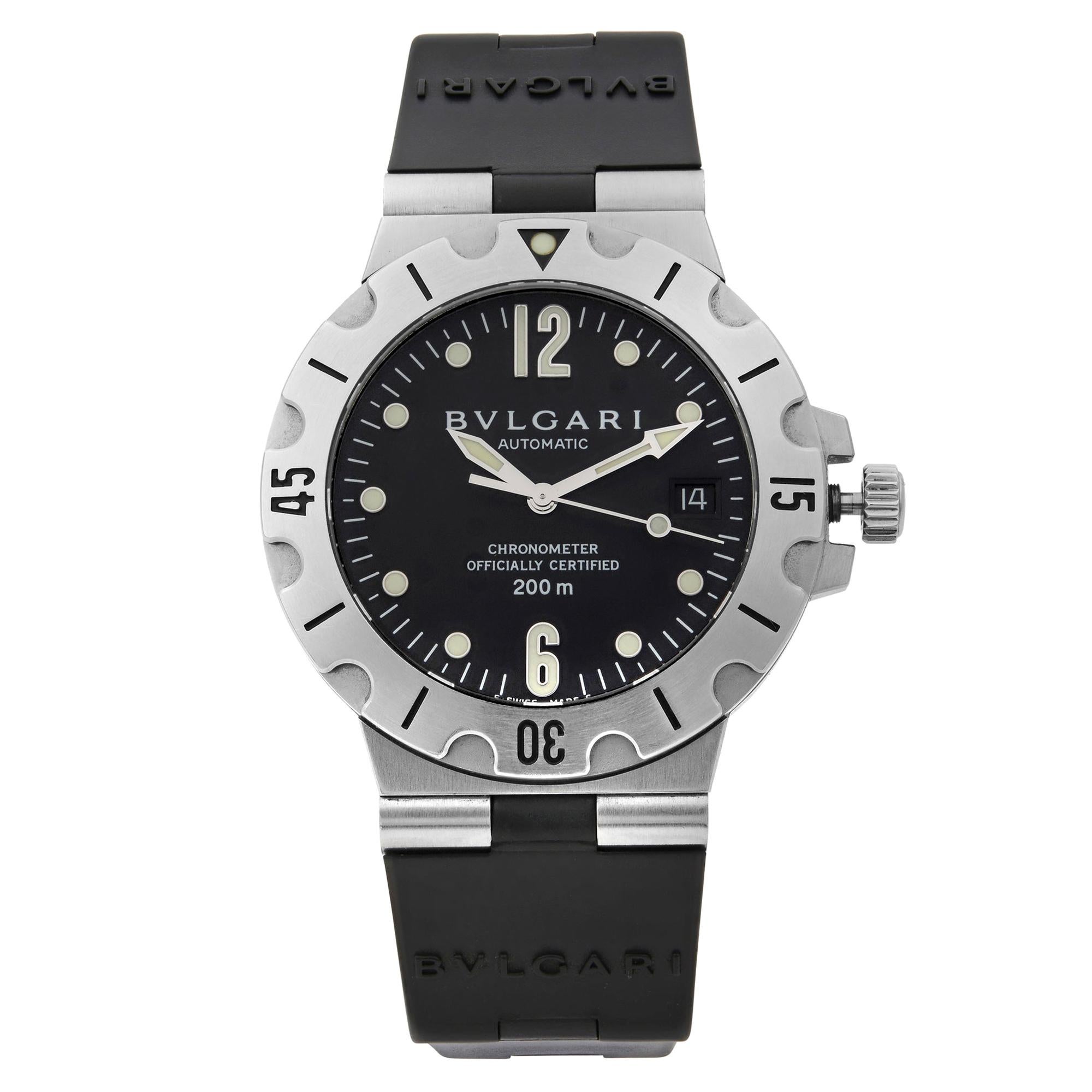 Bvlgari Diagono Scuba Stainless Steel Black Dial Automatic Men's Watch SD 38 S