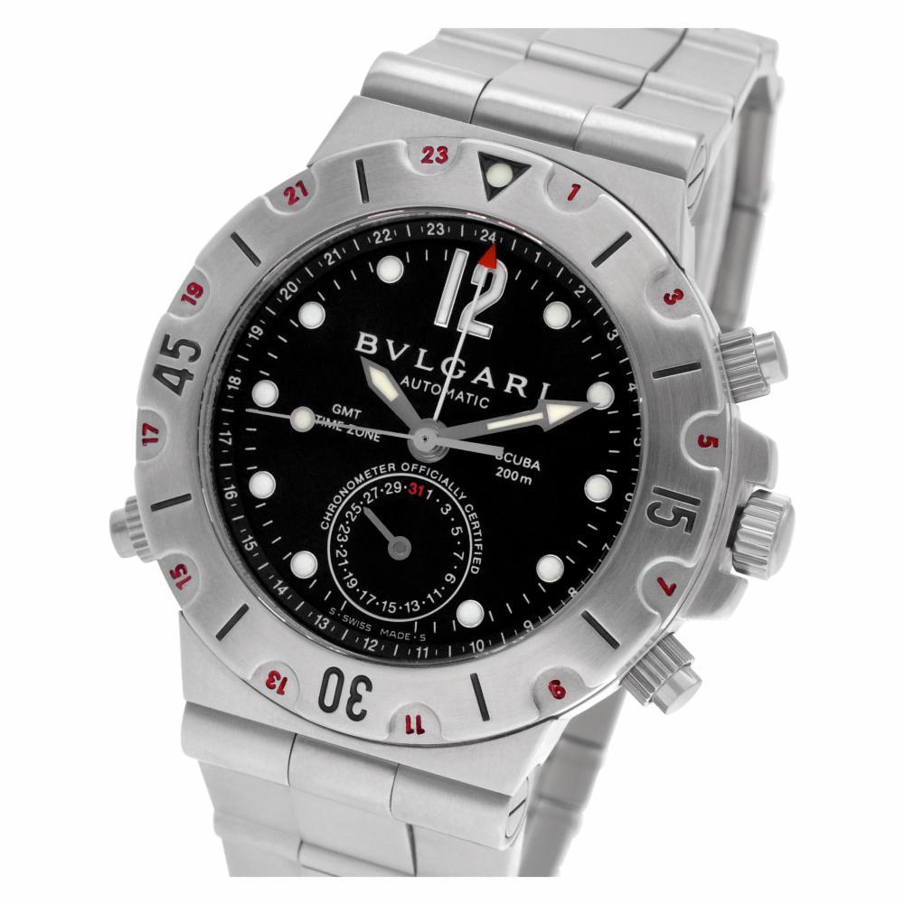 Men's Bvlgari Diagono SD 38 S, Black Dial, Certified and Warranty