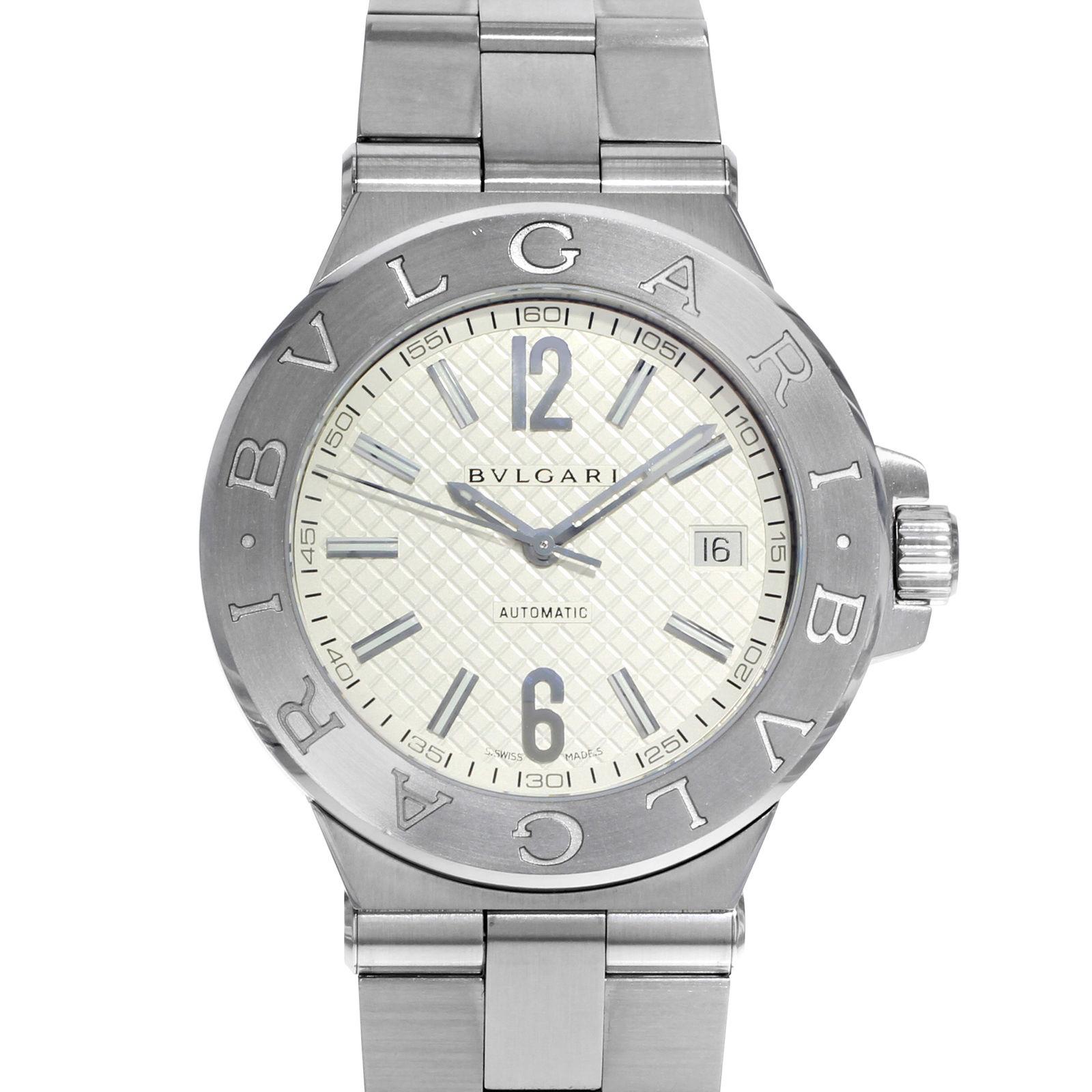 bvlgari diagono black dial men's automatic watch with stainless steel case