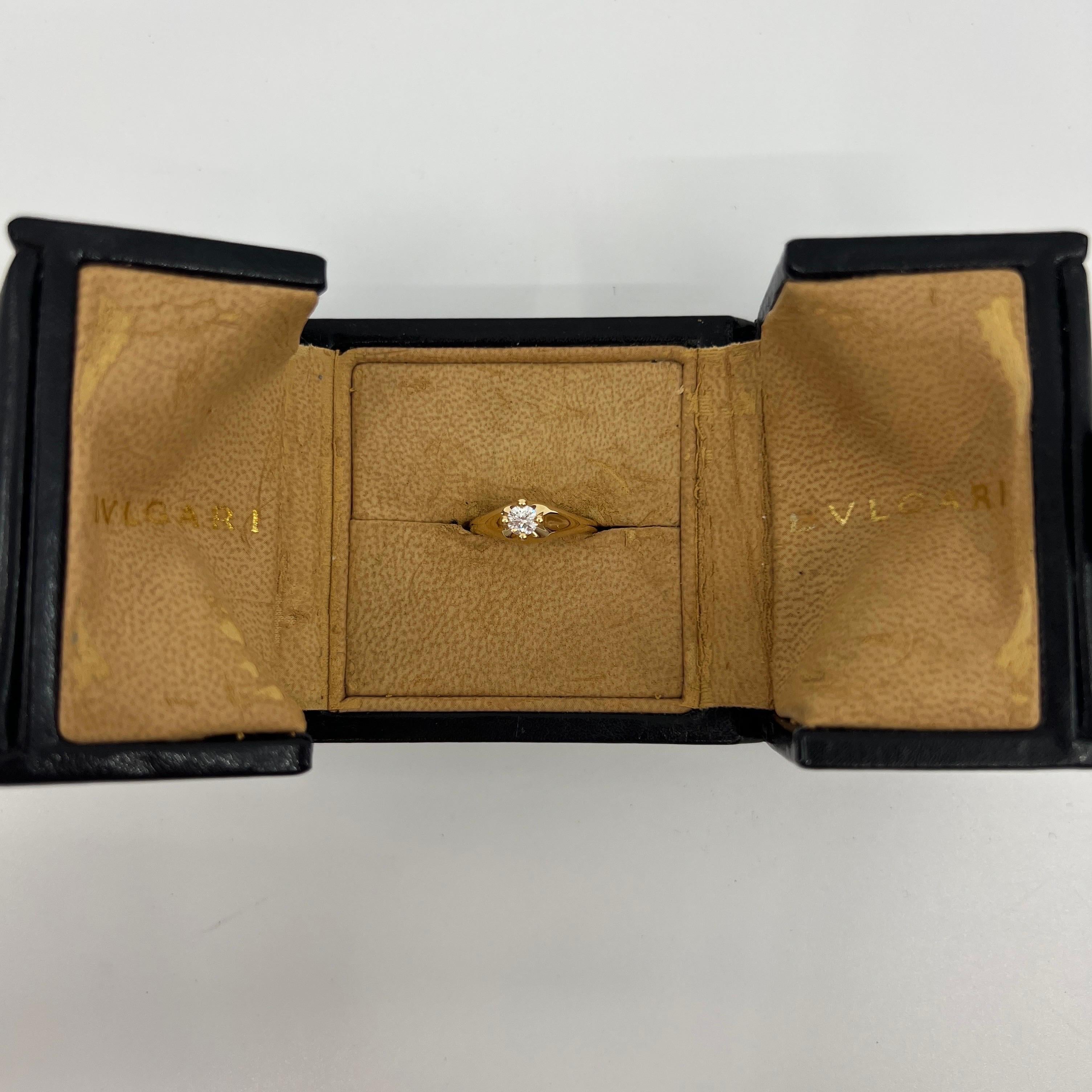 Bvlgari Diamant 0,27 Karat 18k Gelbgold Solitär Rundschliff Band Ring F VVS1 im Zustand „Hervorragend“ im Angebot in Birmingham, GB