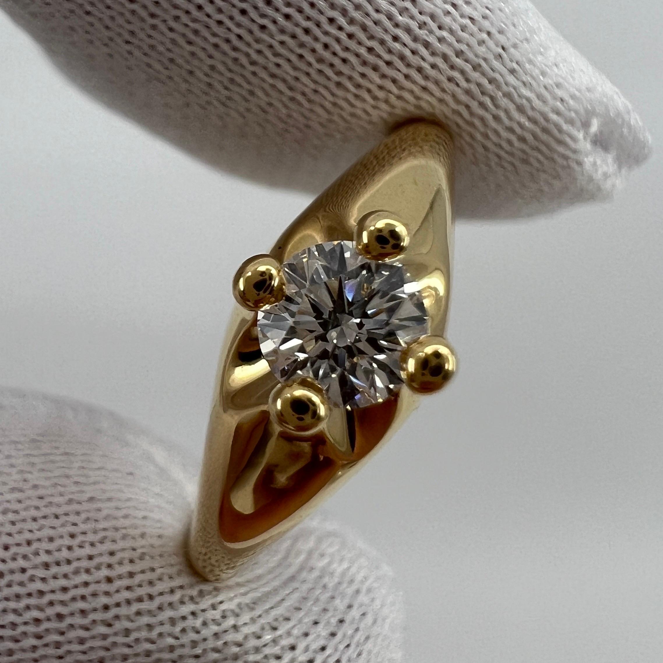 Bvlgari Diamond 0.27ct 18k Yellow Gold Solitaire Round Cut Band Ring F VVS1 3