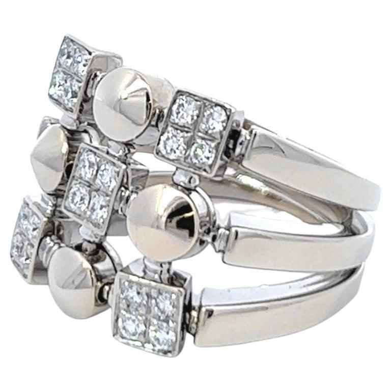 Women's or Men's Bvlgari Diamond 18 Karat White Gold Lucea Ring