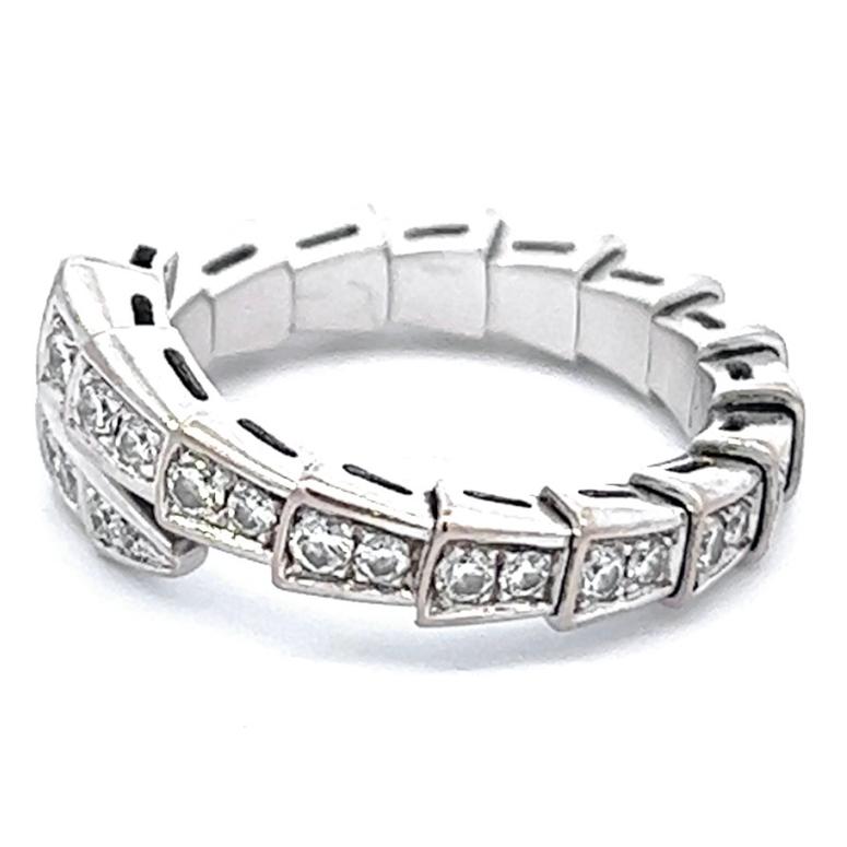 Women's or Men's Bvlgari Diamond 18 Karat White Gold Serpenti Viper Ring