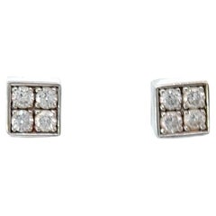 Bvlgari Diamond 18 Karat White Gold Stud Earrings