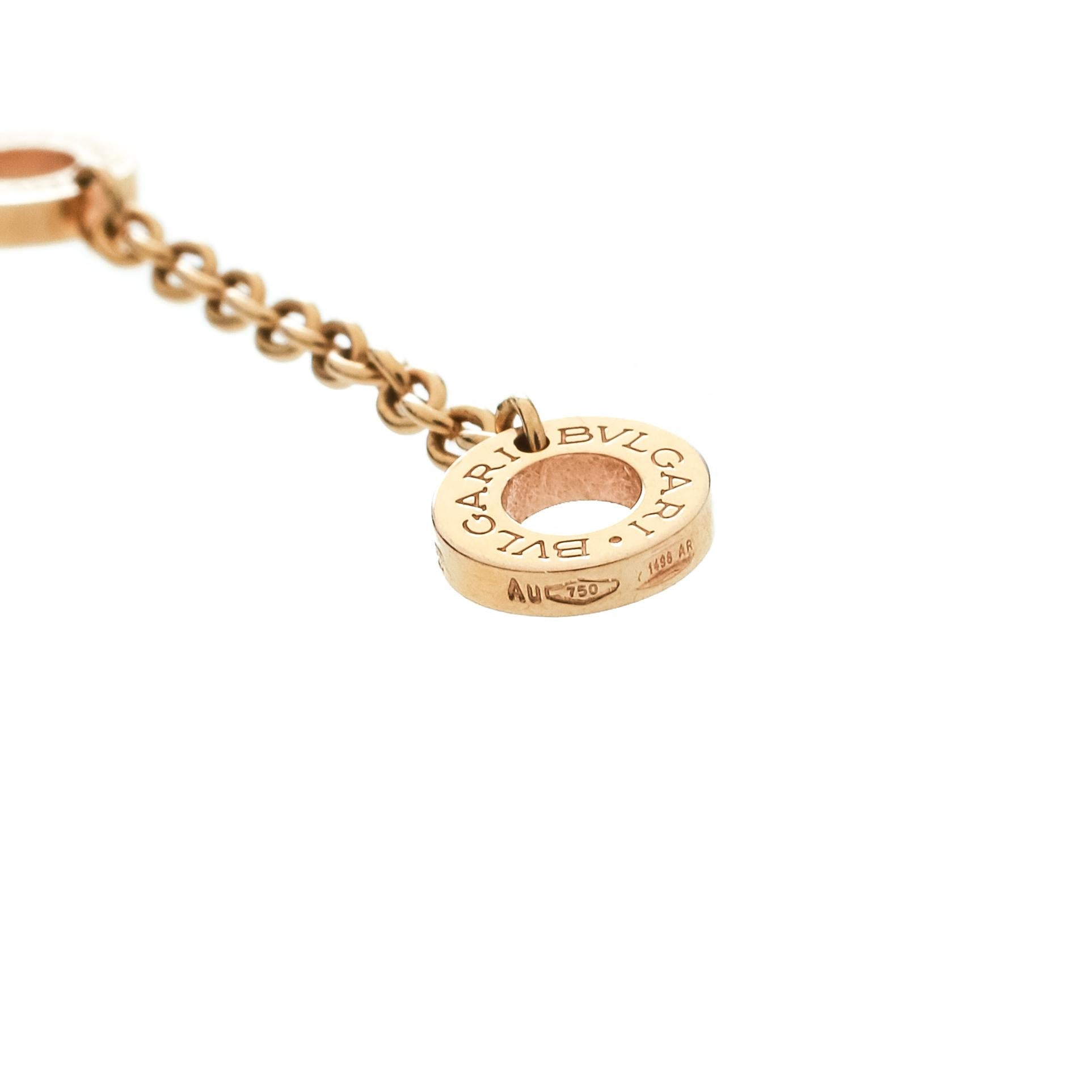 Bvlgari Diamond & 18k Rose Gold Pendant Necklace In Good Condition In Dubai, Al Qouz 2