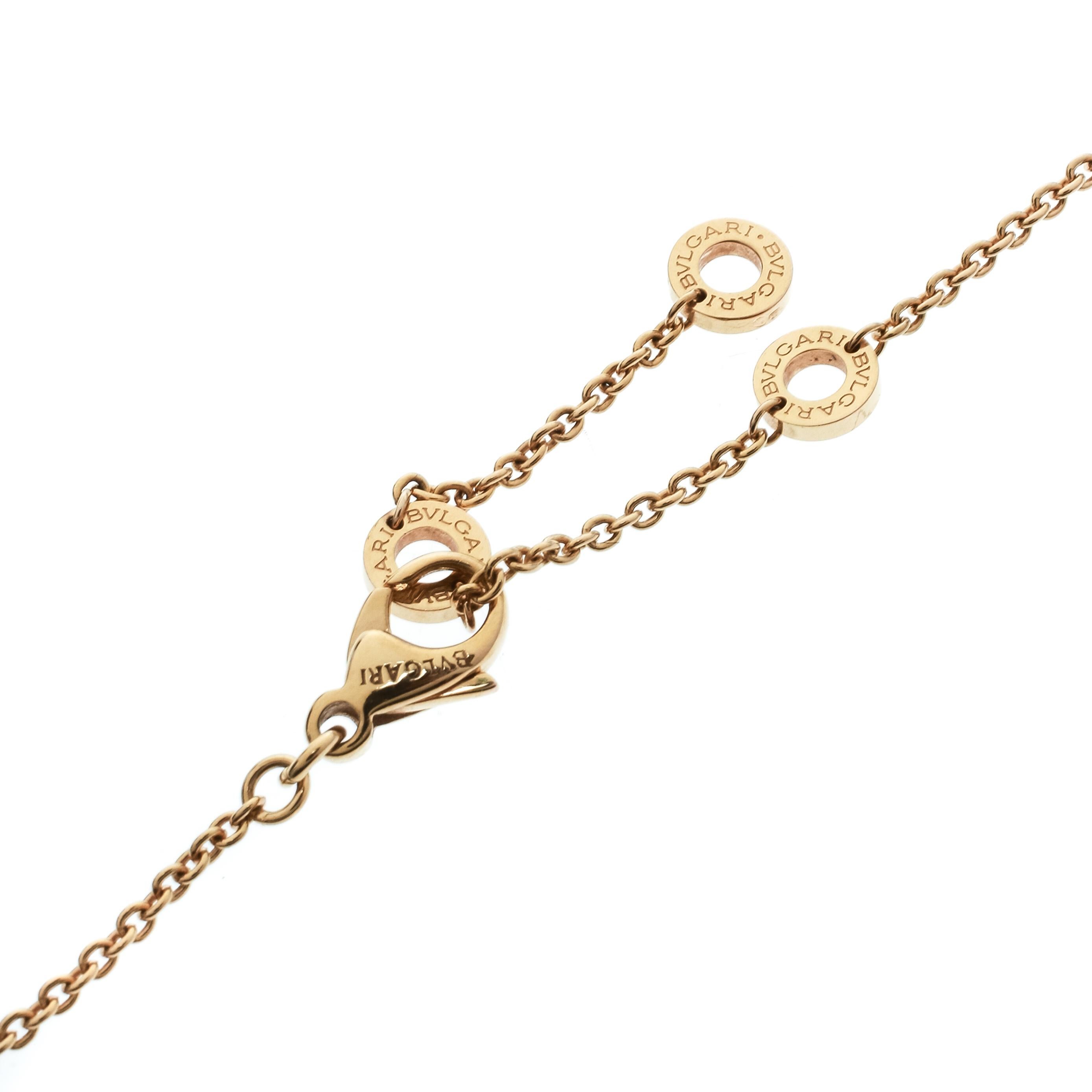 Women's Bvlgari Diamond & 18k Rose Gold Pendant Necklace