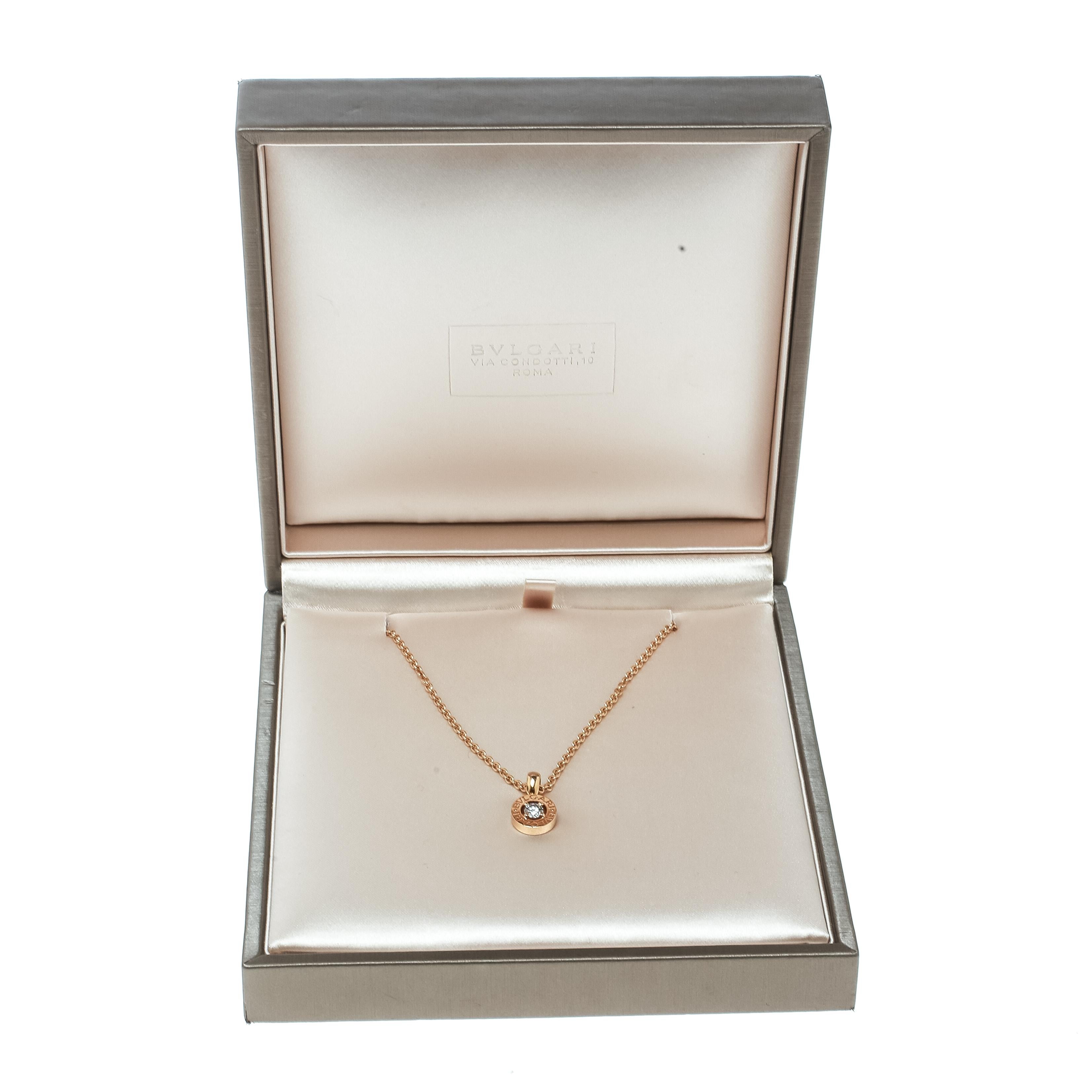 Bvlgari Diamond & 18k Rose Gold Pendant Necklace 1