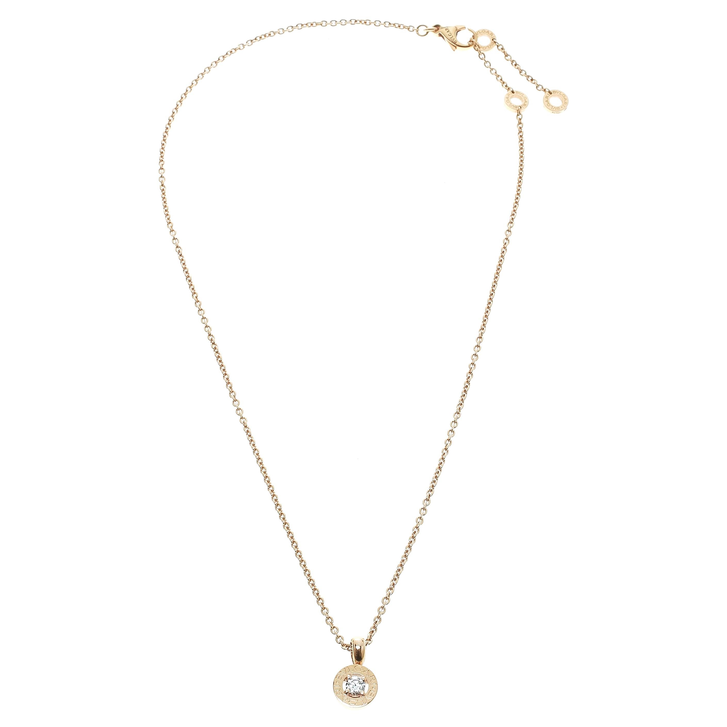 Bvlgari Diamond & 18k Rose Gold Pendant Necklace