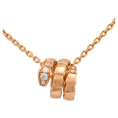 Bvlgari diamond 18k rose gold Serpenti Viper snake necklace