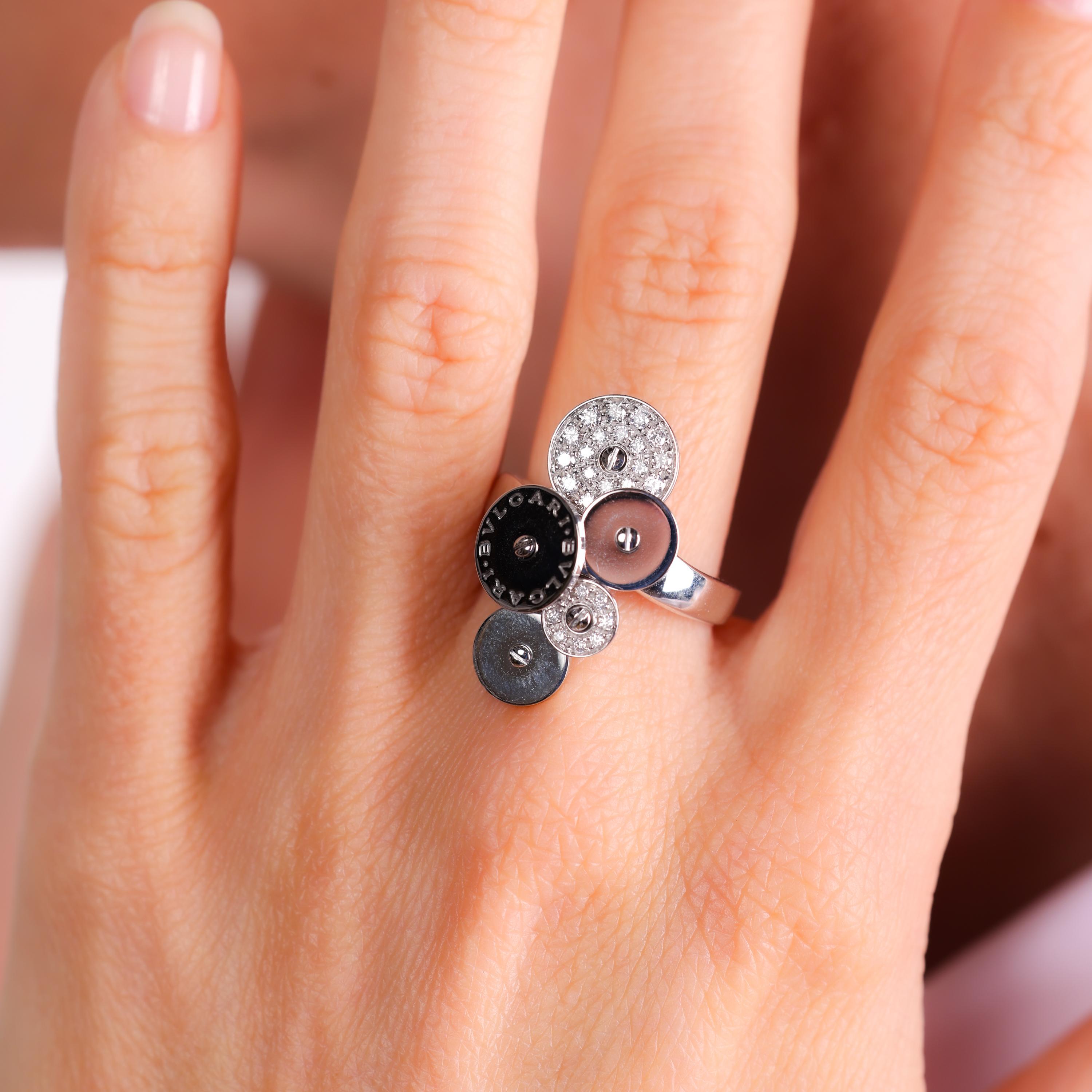 Brilliant Cut Bvlgari diamond 18k white gold Cicladi ring