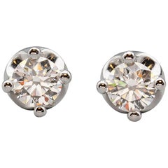 Bvlgari Diamond 18 Karat White Gold Corona Studs Earrings