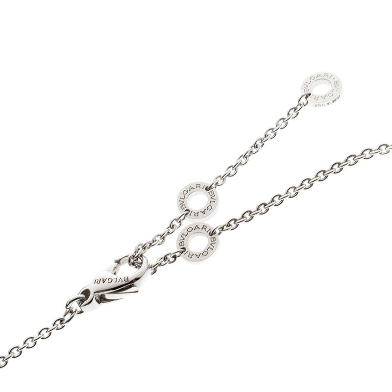 Bvlgari Diamond & 18k White Gold Pendant Necklace In Good Condition For Sale In Dubai, Al Qouz 2