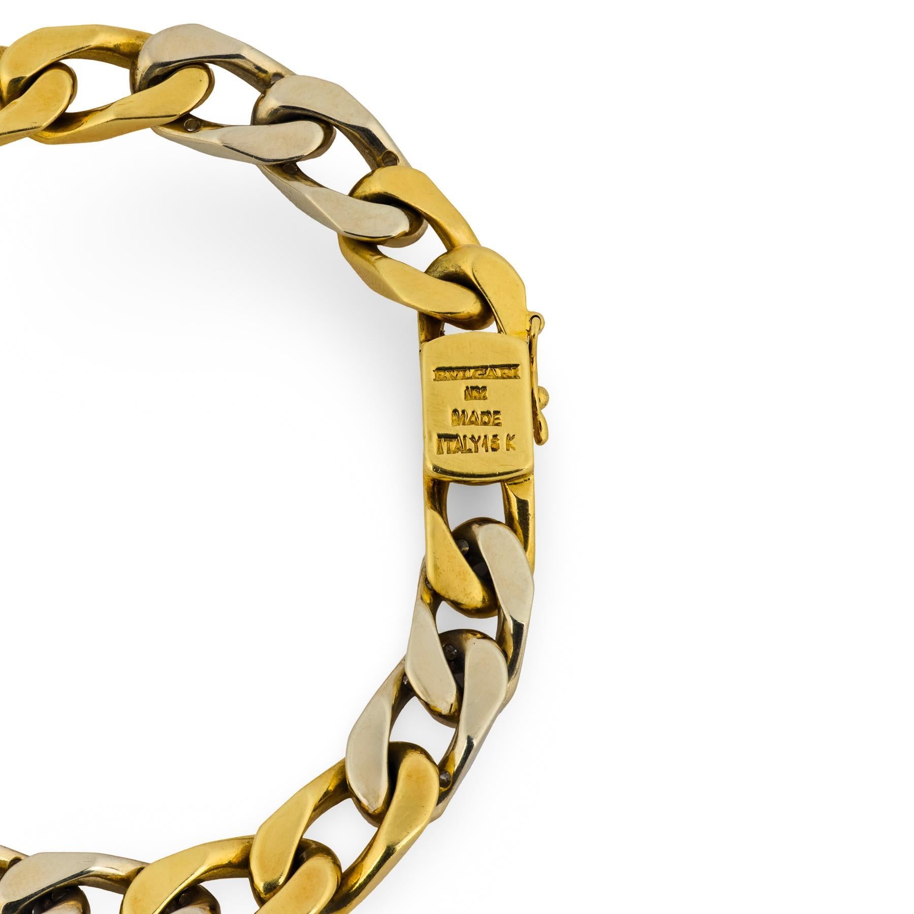 Pulsera Bvlgari de oro amarillo y blanco de 18 quilates con diamantes Contemporáneo en venta