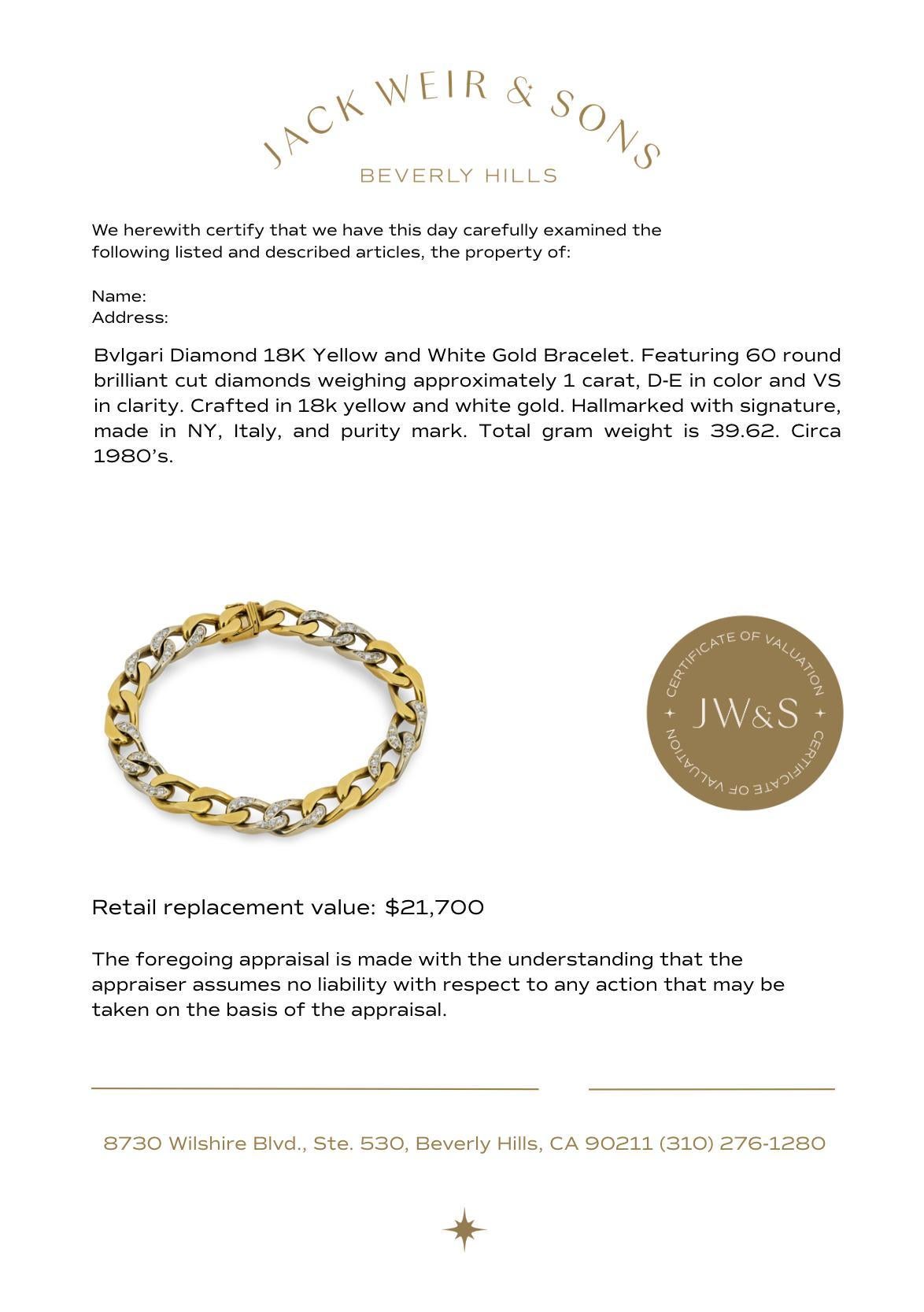 De las mujeres Pulsera Bvlgari de oro amarillo y blanco de 18 quilates con diamantes en venta