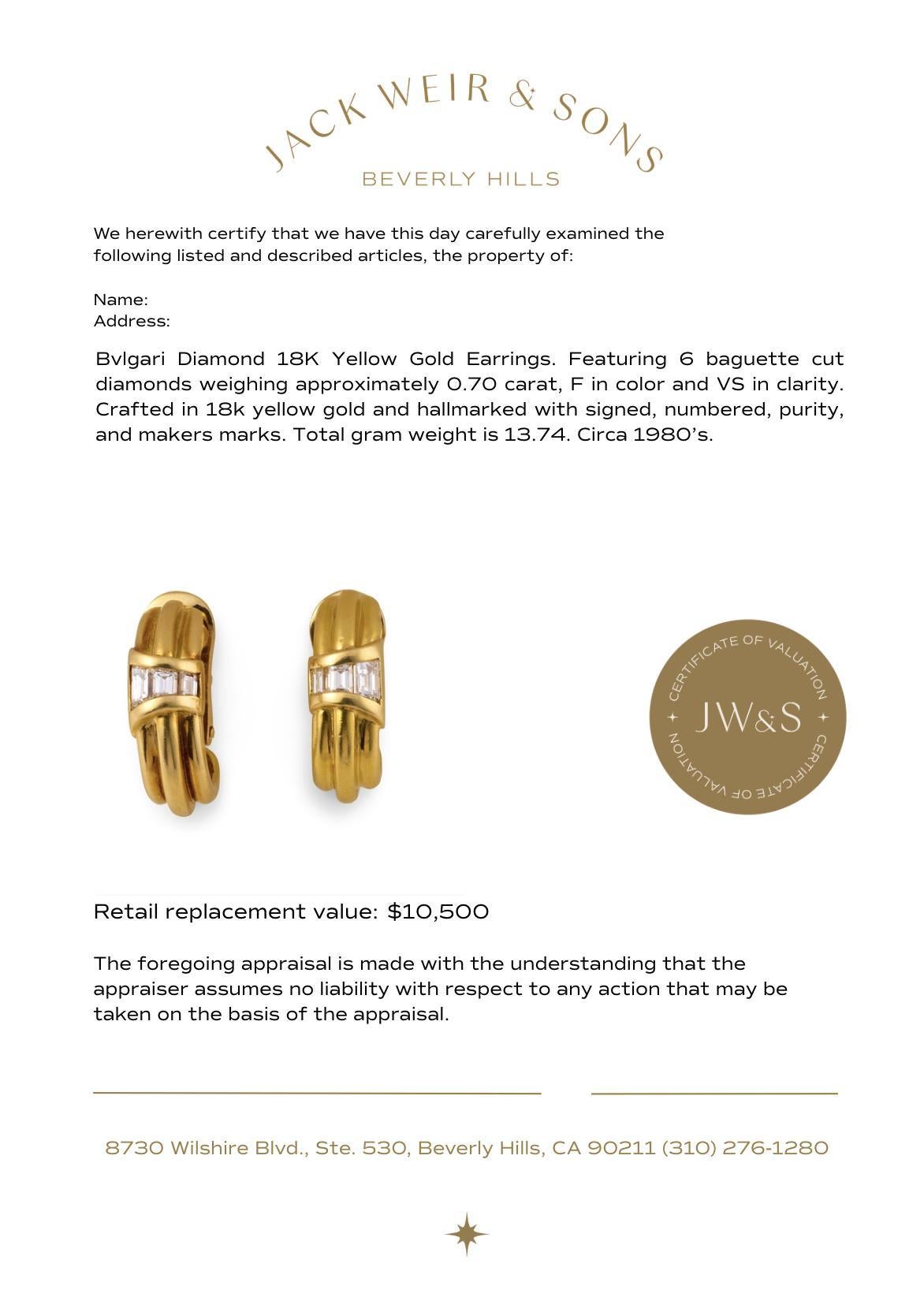 Orecchini con diamanti Bvlgari in oro giallo 18 carati in vendita 1