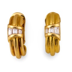 Bvlgari diamond 18k yellow gold earrings