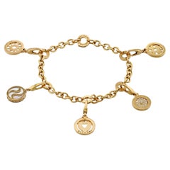 BVLGARI Diamond 5-Charm 18k Yellow Gold Bracelet 